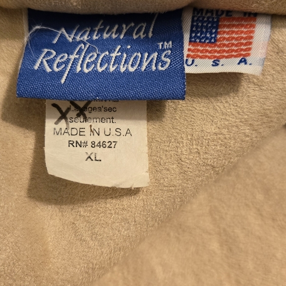 Vintage Natural Reflections Faux Fur Faux Suede Horse Jacket Cream Tan USA - Picture 7 of 8